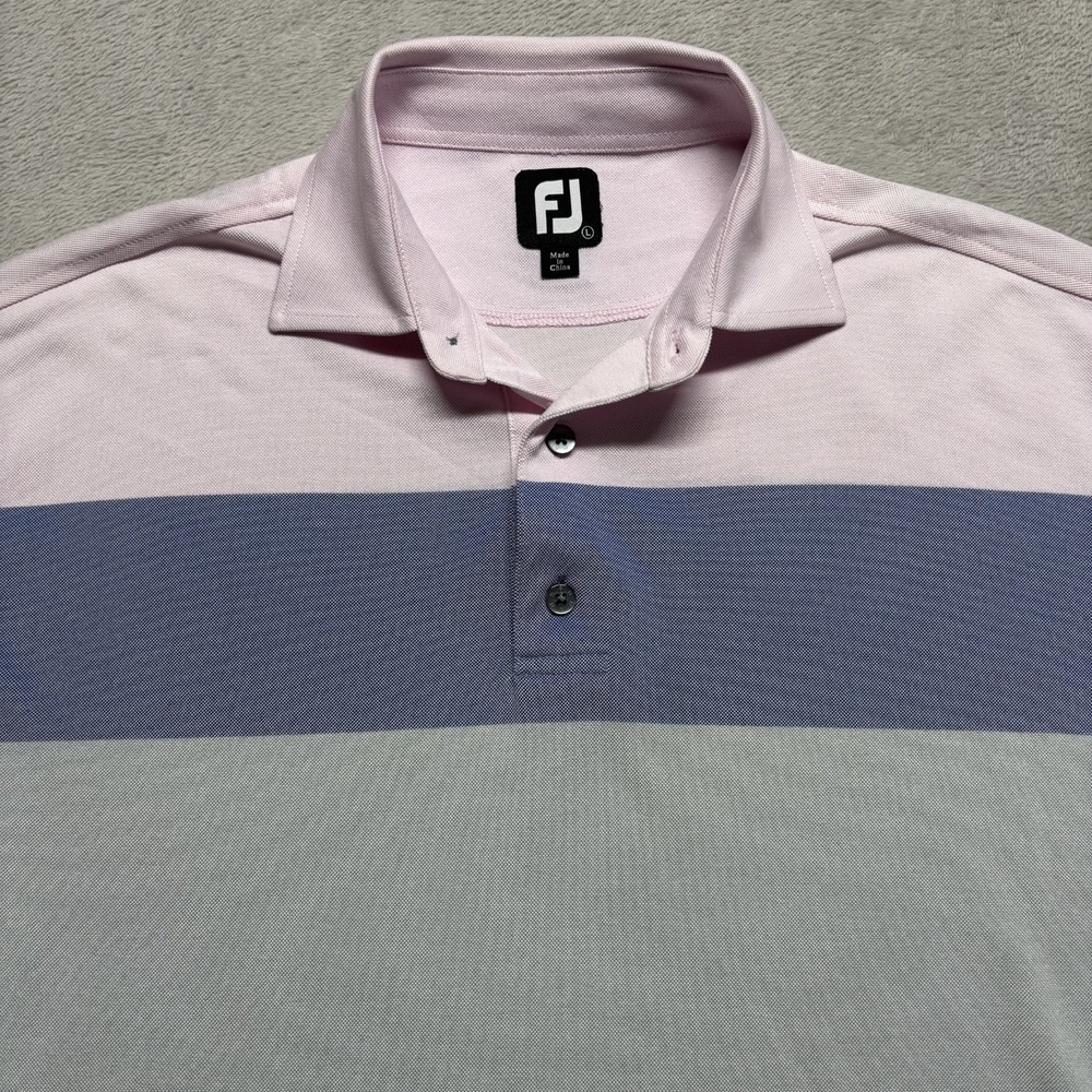 FootJoy Polo Shirt Mens L Pink Color Block Performance Golf